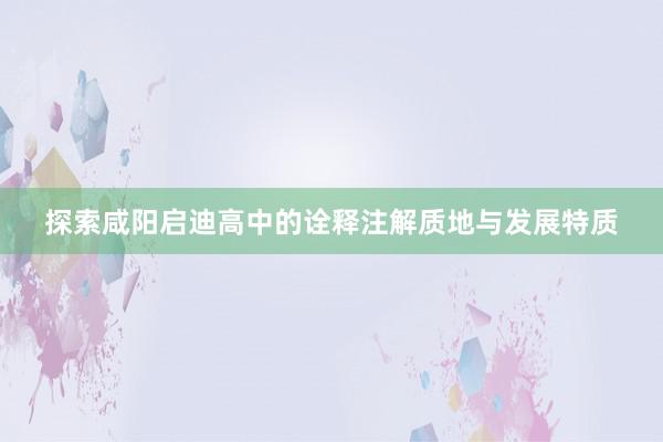 探索咸阳启迪高中的诠释注解质地与发展特质